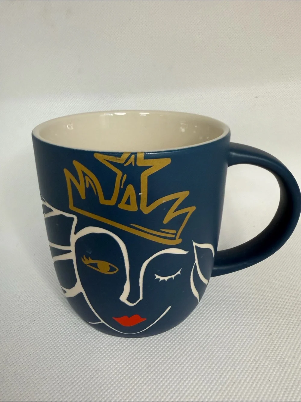 Starbucks 2016 Blue Wink Crown Siren Coffee Mug 14 oz Anniversary Etched Ceramic